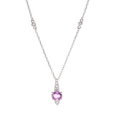 14K White Gold Pink Sapphire & Diamond Pendant Necklace