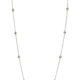 14K White Gold Diamond Station Necklace