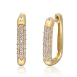 14K Yellow Gold Diamond Huggie Hoop Earrings