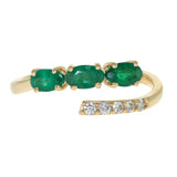 14K Yellow Gold Tsavorite & Diamond Open Ring