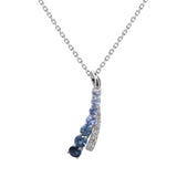 14K White Gold Blue Sapphire & Diamond Pendant