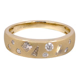 14K Yellow Gold Geometric Diamond Band