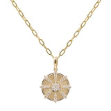 14K Yellow Gold Diamond Medallion Necklace