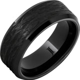 Hand-Carved Black Diamond Ceramic™ Tree Bark Ring: