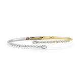 14K Gold Emerald-Cut & Round Diamond Two-Tone Bangle
