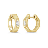 14K Yellow Gold Emerald-Cut Diamond Huggie Earrings