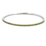 Platinum Finish Sterling Silver | August Birthstone Flexi Tennis Bracelet | Peridot