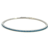 Platinum Finish Sterling Silver | Decemeber Birthstone Flexi Tennis Bracelet | Blue Topaz