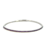 Platinum Finish Sterling Silver | Feburary Birthstone Flexi Tennis Bracelet | Amethyst