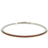 Platinum Finish Sterling Silver | January Birthstone Flexi Tennis Bracelet | Garnet