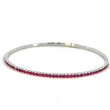 Platinum Finish Sterling Silver | July Birthstone Flexi Tennis Bracelet | Ruby