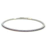 Platinum Finish Sterling Silver | June Birthstone Flexi Tennis Bracelet | Light Amethyst