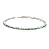 Platinum Finish Sterling Silver | March Birthstone Flexi Tennis Bracelet | Aquamarine