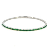 Platinum Finish Sterling Silver | May Birthstone Flexi Tennis Bracelet | Emerald
