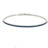 Platinum Finish Sterling Silver | Septemeber Birthstone Flexi Tennis Bracelet | Sapphire