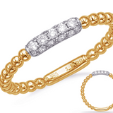 Beaded Micro Prong Diamond Band in 14K Yellow & White Gold