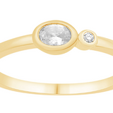 Oval & Round Diamond Bezel Ring in 14K Yellow Gold
