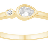 Pear & Round Diamond Bezel Ring in 14K Yellow Gold