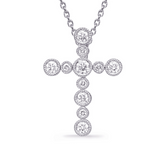 Diamond Bezel Cross Pendant in 14K White Gold