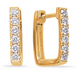 Diamond Rectangular Hoop Earrings in 14K Yellow Gold