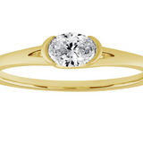 Oval Diamond Bezel Solitaire Ring in 14K Yellow Gold