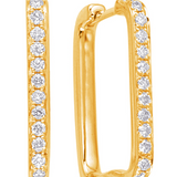 Rectangular Diamond Huggie Hoop Earrings in 14K Yellow Gold