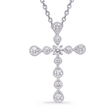 14K White Gold Diamond Cross Pendant