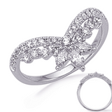 14K White Gold Floral Diamond Ring