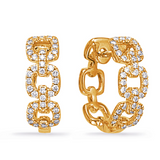14K Yellow Gold Diamond Link Hoop Earrings