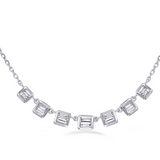 14K White Gold Baguette Diamond Bar Necklace