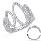 14K White Gold Open Wave Diamond Ring