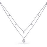 14K White Gold Double Strand Teardrop Diamond Necklace
