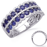 14K White Gold Sapphire & Diamond Band
