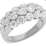 14K White Gold Multi-Row Round Diamond Ring