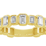 14K Yellow Gold Emerald-Cut Diamond Bezel Band