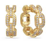 14K Yellow Gold Diamond Link Hoop Earrings