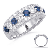14K White Gold Diamond & Sapphire Band