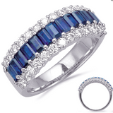 14K White Gold Sapphire & Diamond Ring