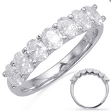 14K White Gold Oval Diamond Band