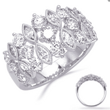 14K White Gold Marquise & Round Diamond Fashion Ring