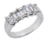 14K White Gold Emerald Cut Diamond Band