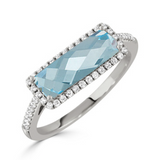 18K White Gold Diamond Ring with Sky Blue Topaz