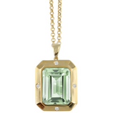 18K Yellow Gold Diamond Pendant with Green Amethyst