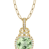 18K Yellow Gold Diamond Pendant with Green Amethyst