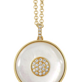 18K Yellow Gold Diamond Pendant with White Mother of Pearl