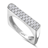 18K White Gold Diamond Bar Ring