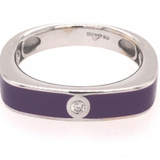 18K White Gold Diamond Enamel Ring