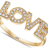 18K Yellow Gold "LOVE" Diamond Ring