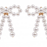 14K Yellow Gold Freshwater Pearl Bow Earrings