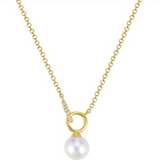 14K Yellow Gold Pearl & Diamond Necklace